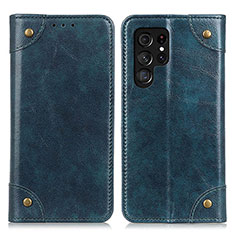 Coque Portefeuille Livre Cuir Etui Clapet M04L pour Samsung Galaxy S21 Ultra 5G Bleu