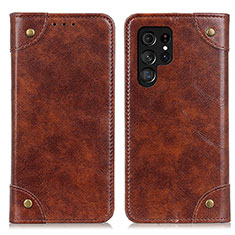 Coque Portefeuille Livre Cuir Etui Clapet M04L pour Samsung Galaxy S21 Ultra 5G Marron