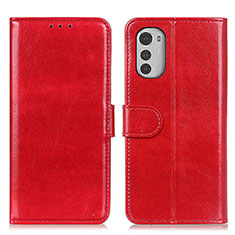 Coque Portefeuille Livre Cuir Etui Clapet M05L pour Motorola Moto E32 Rouge