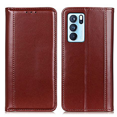 Coque Portefeuille Livre Cuir Etui Clapet M05L pour Oppo Reno6 Pro 5G India Marron