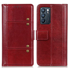 Coque Portefeuille Livre Cuir Etui Clapet M06L pour Oppo Reno6 5G Rouge