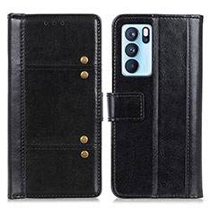 Coque Portefeuille Livre Cuir Etui Clapet M06L pour Oppo Reno6 Pro 5G India Noir