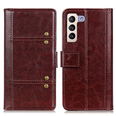 Coque Portefeuille Livre Cuir Etui Clapet M06L pour Samsung Galaxy S21 Plus 5G Marron