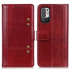 Coque Portefeuille Livre Cuir Etui Clapet M06L pour Xiaomi Redmi Note 10 5G Rouge