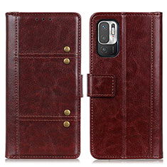 Coque Portefeuille Livre Cuir Etui Clapet M06L pour Xiaomi Redmi Note 10T 5G Marron