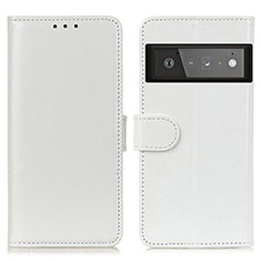 Coque Portefeuille Livre Cuir Etui Clapet M07L pour Google Pixel 6 Pro 5G Blanc