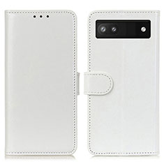 Coque Portefeuille Livre Cuir Etui Clapet M07L pour Google Pixel 6a 5G Blanc