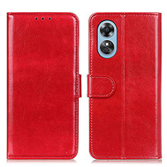 Coque Portefeuille Livre Cuir Etui Clapet M07L pour Oppo A17 Rouge