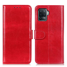 Coque Portefeuille Livre Cuir Etui Clapet M07L pour Oppo Reno5 F Rouge