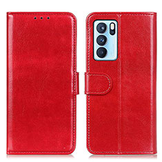 Coque Portefeuille Livre Cuir Etui Clapet M07L pour Oppo Reno6 Pro 5G India Rouge