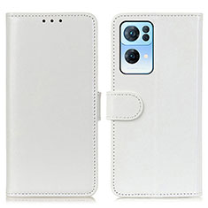 Coque Portefeuille Livre Cuir Etui Clapet M07L pour Oppo Reno7 Pro 5G Blanc