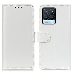 Coque Portefeuille Livre Cuir Etui Clapet M07L pour Realme 8 4G Blanc