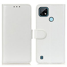 Coque Portefeuille Livre Cuir Etui Clapet M07L pour Realme C21 Blanc