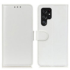 Coque Portefeuille Livre Cuir Etui Clapet M07L pour Samsung Galaxy S22 Ultra 5G Blanc