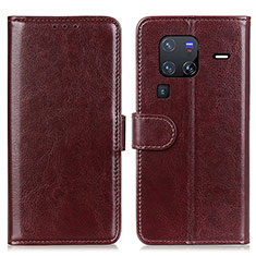 Coque Portefeuille Livre Cuir Etui Clapet M07L pour Vivo X80 Pro 5G Marron