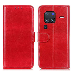 Coque Portefeuille Livre Cuir Etui Clapet M07L pour Vivo X80 Pro 5G Rouge