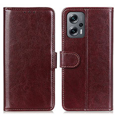 Coque Portefeuille Livre Cuir Etui Clapet M07L pour Xiaomi Redmi Note 11T Pro+ Plus 5G Marron