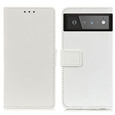 Coque Portefeuille Livre Cuir Etui Clapet M08L pour Google Pixel 6 5G Blanc