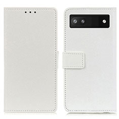 Coque Portefeuille Livre Cuir Etui Clapet M08L pour Google Pixel 6a 5G Blanc