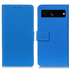 Coque Portefeuille Livre Cuir Etui Clapet M08L pour Google Pixel 7 Pro 5G Bleu