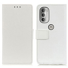 Coque Portefeuille Livre Cuir Etui Clapet M08L pour Motorola Moto G51 5G Blanc