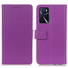 Coque Portefeuille Livre Cuir Etui Clapet M08L pour Oppo A16 Violet