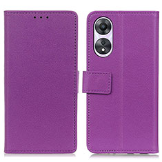 Coque Portefeuille Livre Cuir Etui Clapet M08L pour Oppo A18 Violet