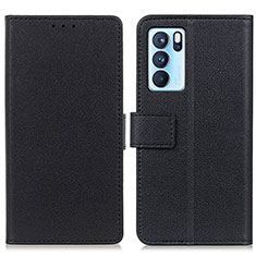 Coque Portefeuille Livre Cuir Etui Clapet M08L pour Oppo Reno6 Pro 5G India Noir