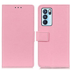 Coque Portefeuille Livre Cuir Etui Clapet M08L pour Oppo Reno6 Pro 5G India Rose