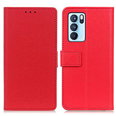 Coque Portefeuille Livre Cuir Etui Clapet M08L pour Oppo Reno6 Pro 5G India Rouge