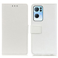 Coque Portefeuille Livre Cuir Etui Clapet M08L pour Oppo Reno7 Pro 5G Blanc