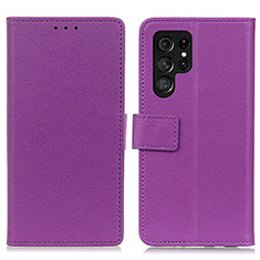 Coque Portefeuille Livre Cuir Etui Clapet M08L pour Samsung Galaxy S22 Ultra 5G Violet