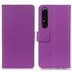 Coque Portefeuille Livre Cuir Etui Clapet M08L pour Sony Xperia 1 IV SO-51C Violet