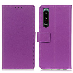 Coque Portefeuille Livre Cuir Etui Clapet M08L pour Sony Xperia 5 III SO-53B Violet