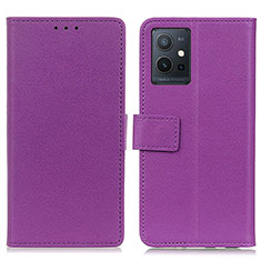 Coque Portefeuille Livre Cuir Etui Clapet M08L pour Vivo T1 5G India Violet