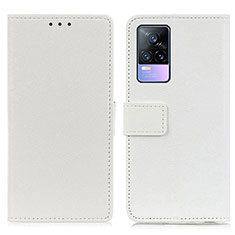 Coque Portefeuille Livre Cuir Etui Clapet M08L pour Vivo V21e 4G Blanc