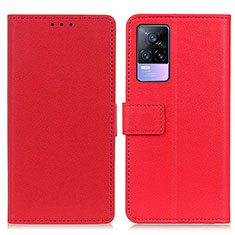 Coque Portefeuille Livre Cuir Etui Clapet M08L pour Vivo V21e 4G Rouge