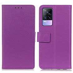 Coque Portefeuille Livre Cuir Etui Clapet M08L pour Vivo V21e 4G Violet