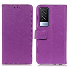 Coque Portefeuille Livre Cuir Etui Clapet M08L pour Vivo V21e 5G Violet