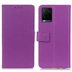 Coque Portefeuille Livre Cuir Etui Clapet M08L pour Vivo Y21 Violet