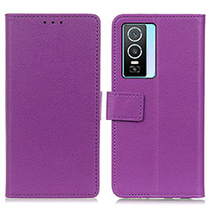 Coque Portefeuille Livre Cuir Etui Clapet M08L pour Vivo Y74s 5G Violet