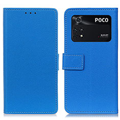 Coque Portefeuille Livre Cuir Etui Clapet M08L pour Xiaomi Poco M4 Pro 4G Bleu