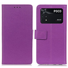 Coque Portefeuille Livre Cuir Etui Clapet M08L pour Xiaomi Poco M4 Pro 4G Violet