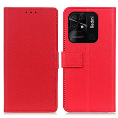 Coque Portefeuille Livre Cuir Etui Clapet M08L pour Xiaomi Redmi 10 India Rouge