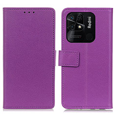 Coque Portefeuille Livre Cuir Etui Clapet M08L pour Xiaomi Redmi 10 India Violet