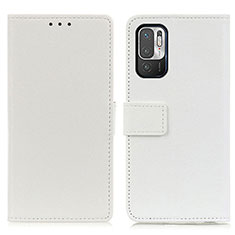 Coque Portefeuille Livre Cuir Etui Clapet M08L pour Xiaomi Redmi Note 10 5G Blanc