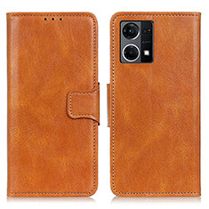 Coque Portefeuille Livre Cuir Etui Clapet M09L pour Oppo Reno8 4G Marron