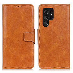 Coque Portefeuille Livre Cuir Etui Clapet M09L pour Samsung Galaxy S22 Ultra 5G Marron