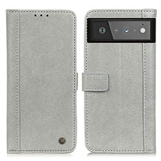 Coque Portefeuille Livre Cuir Etui Clapet M10L pour Google Pixel 6 5G Gris