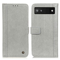 Coque Portefeuille Livre Cuir Etui Clapet M10L pour Google Pixel 6a 5G Gris